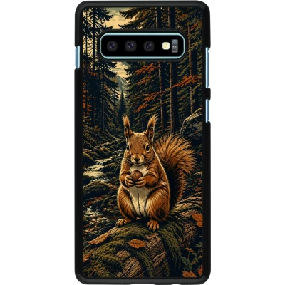 Samsung Galaxy S10+ Case Hülle - Linocut Eichhörnchen