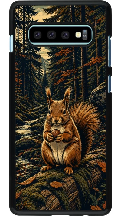 Coque Samsung Galaxy S10+ - Linocut Ecureuil