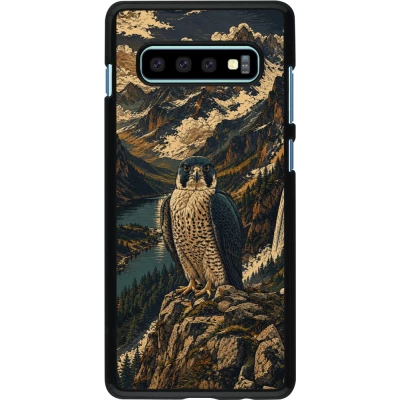 Samsung Galaxy S10+ Case Hülle - Linocut Wanderfalke