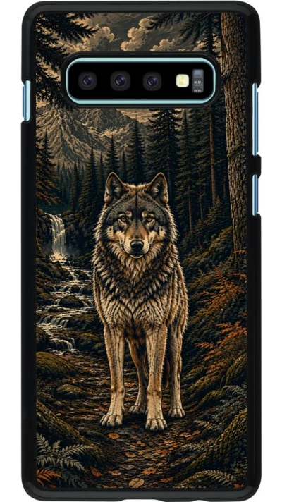 Coque Samsung Galaxy S10+ - Linocut Loup