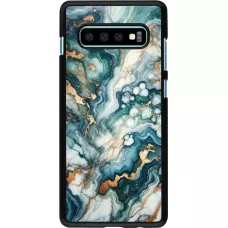 Samsung Galaxy S10+ Case Hülle - Grüner Blauer Goldener Marmor