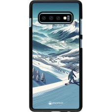 Samsung Galaxy S10+ Case Hülle - Snowboarder Berg