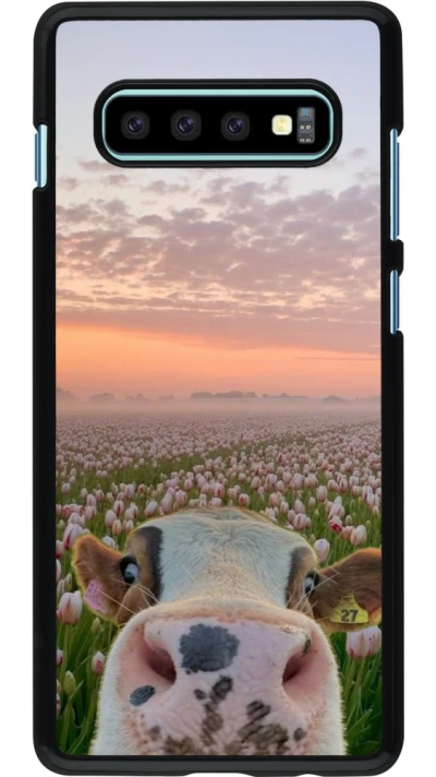Samsung Galaxy S10+ Case Hülle - Cow with tulips Spring 2026