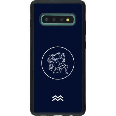 Coque Samsung Galaxy S10+ - Silicone rigide noir Astrologie Verseau