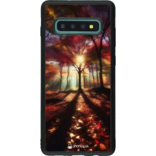 Coque Samsung Galaxy S10+ - Silicone rigide noir Automne doré glare