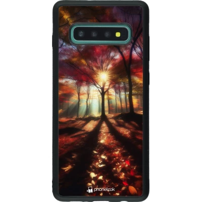 Coque Samsung Galaxy S10+ - Silicone rigide noir Automne doré glare