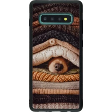 Coque Samsung Galaxy S10+ - Silicone rigide noir Autumn 26 Dog under the covers