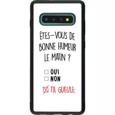 Coque Samsung Galaxy S10+ - Silicone rigide noir Bonne humeur matin
