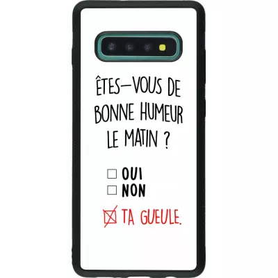 Coque Samsung Galaxy S10+ - Silicone rigide noir Bonne humeur matin