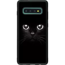 Coque Samsung Galaxy S10+ - Silicone rigide noir Cat eyes