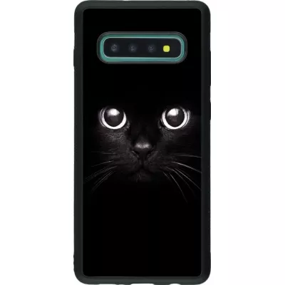 Coque Samsung Galaxy S10+ - Silicone rigide noir Cat eyes