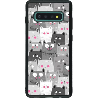 Hülle Samsung Galaxy S10+ - Silikon schwarz Katzenschwärme