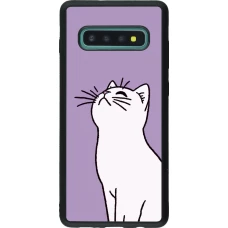 Samsung Galaxy S10+ Case Hülle - Silikon schwarz Chat auf lila Hintergrund