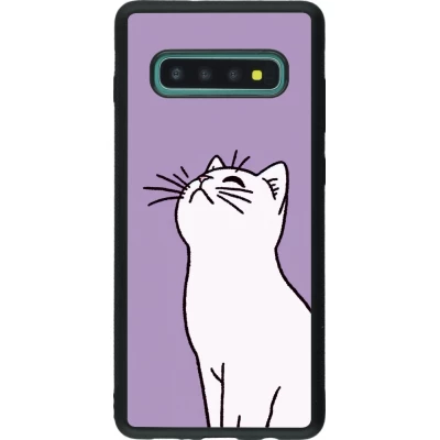 Samsung Galaxy S10+ Case Hülle - Silikon schwarz Chat auf lila Hintergrund