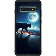 Samsung Galaxy S10+ Case Hülle - Silikon schwarz Schwarze Katze unter dem Vollmond