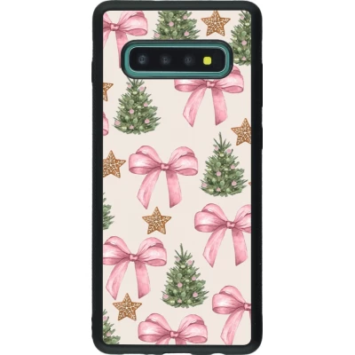 Coque Samsung Galaxy S10+ - Silicone rigide noir Christmas 25 Vintage Ribbons