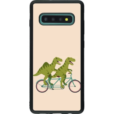Coque Samsung Galaxy S10+ - Silicone rigide noir Dinosaurs on bikes 2026