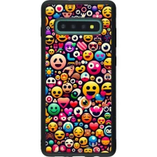 Samsung Galaxy S10+ Case Hülle - Silikon schwarz Emoji Mix Farbe