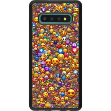 Samsung Galaxy S10+ Case Hülle - Silikon schwarz Emoji gemischt