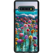 Coque Samsung Galaxy S10+ - Silicone rigide noir Flower sea waves