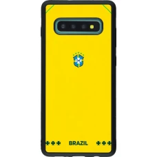Samsung Galaxy S10+ Case Hülle - Silikon schwarz Brasilien 2026 personalisierbares Fussballtrikot