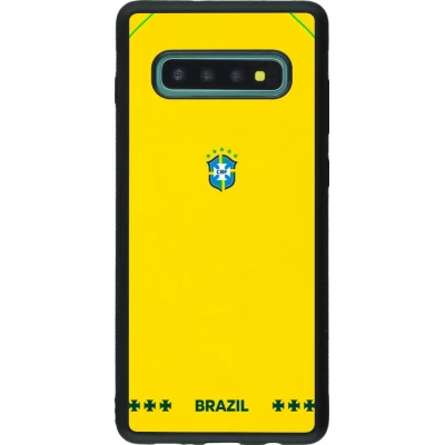 Coque Samsung Galaxy S10+ - Silicone rigide noir Maillot de football Bresil 2026 personnalisable