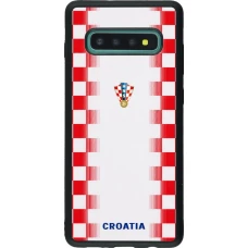 Coque Samsung Galaxy S10+ - Silicone rigide noir Maillot de football Croatie 2026 personnalisable