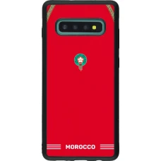 Coque Samsung Galaxy S10+ - Silicone rigide noir Maillot de football Maroc 2026 personnalisable