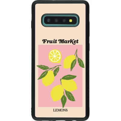 Coque Samsung Galaxy S10+ - Silicone rigide noir Fruit market lemons 2026