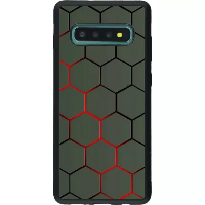 Coque Samsung Galaxy S10+ - Silicone rigide noir Geometric Line red