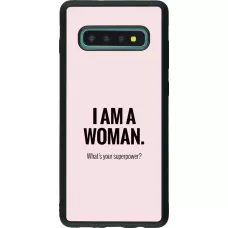 Coque Samsung Galaxy S10+ - Silicone rigide noir I am a woman