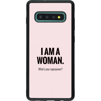 Coque Samsung Galaxy S10+ - Silicone rigide noir I am a woman