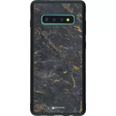 Coque Samsung Galaxy S10+ - Silicone rigide noir Grey Gold Marble