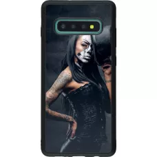 Coque Samsung Galaxy S10+ - Silicone rigide noir Halloween 22 Tattooed Girl