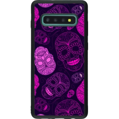 Samsung Galaxy S10+ Case Hülle - Silikon schwarz Halloween 2023 pink skulls