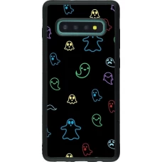 Coque Samsung Galaxy S10+ - Silicone rigide noir Halloween 2024 colorful ghosts