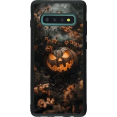 Samsung Galaxy S10+ Case Hülle - Silikon schwarz Halloween 2025 Pumpkin with flowers
