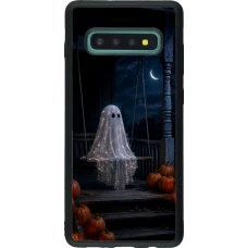 Coque Samsung Galaxy S10+ - Silicone rigide noir Halloween 2026 Ghost on a swing