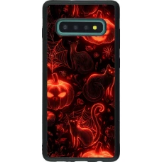 Coque Samsung Galaxy S10+ - Silicone rigide noir Halloween 2026 Pattern Halloween