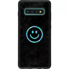 Samsung Galaxy S10+ Case Hülle - Silikon schwarz Happy smiley irisirt