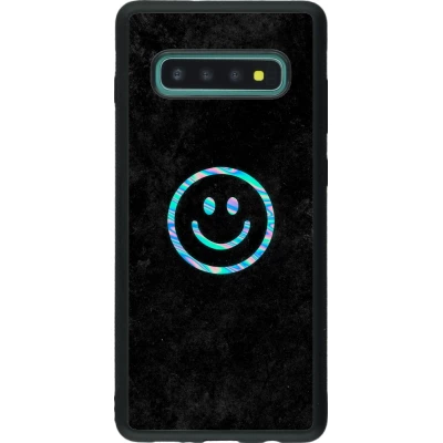 Samsung Galaxy S10+ Case Hülle - Silikon schwarz Happy smiley irisirt