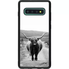 Hülle Samsung Galaxy S10+ - Silikon schwarz Highland cattle