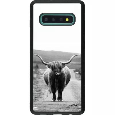 Hülle Samsung Galaxy S10+ - Silikon schwarz Highland cattle
