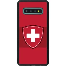 Coque Samsung Galaxy S10+ - Silicone rigide noir Hockey World Championship Ecusson Suisse