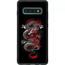 Coque Samsung Galaxy S10+ - Silicone rigide noir Japanese style Dragon Tattoo Red Black