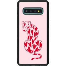 Coque Samsung Galaxy S10+ - Silicone rigide noir Leopard with hearts 2026