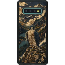 Coque Samsung Galaxy S10+ - Silicone rigide noir Linocut Faucun pèlerin