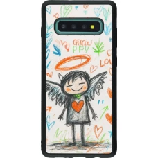 Coque Samsung Galaxy S10+ - Silicone rigide noir Little Angel Sketch Love