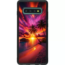 Samsung Galaxy S10+ Case Hülle - Silikon schwarz Malediven Abenddämmerung Glückseligkeit