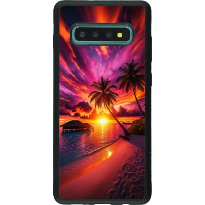 Coque Samsung Galaxy S10+ - Silicone rigide noir Maldives Dusk Bliss